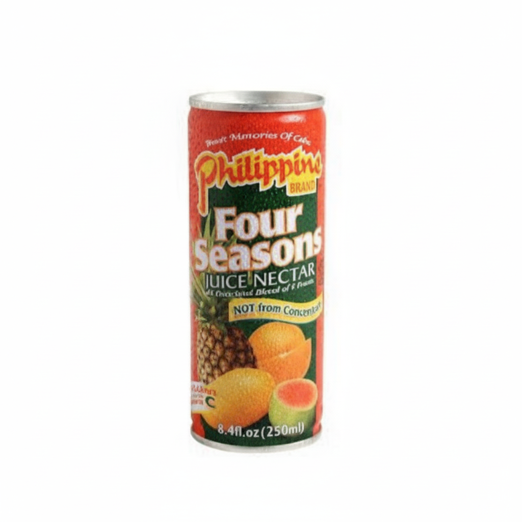 Can of Philippine Four Seasons Juice Nectar on a white background