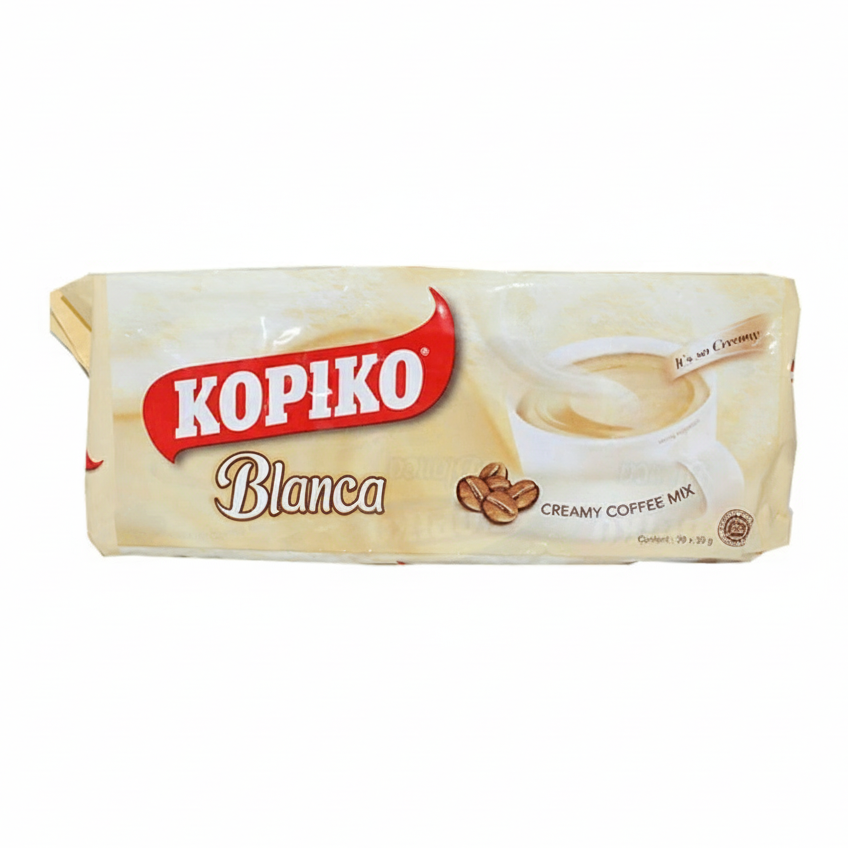 Kopiko Blanca creamy coffee mix package on a white background
