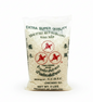 Bag of extra super quality Thai sweet rice with brand logo on a white background
