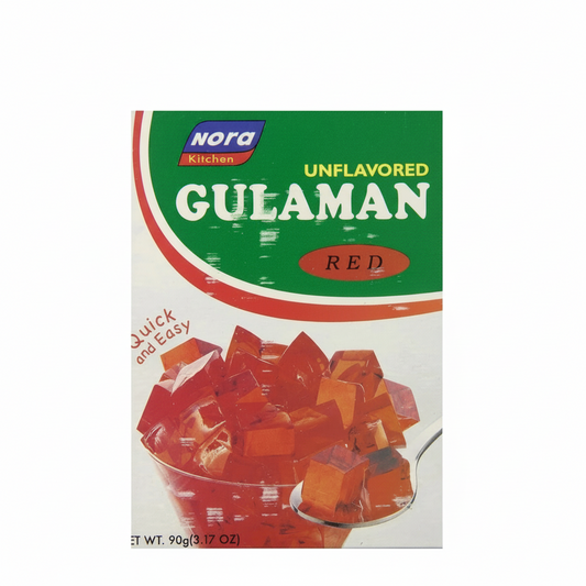 Box of Nora Unflavored Gulaman Red on a white background